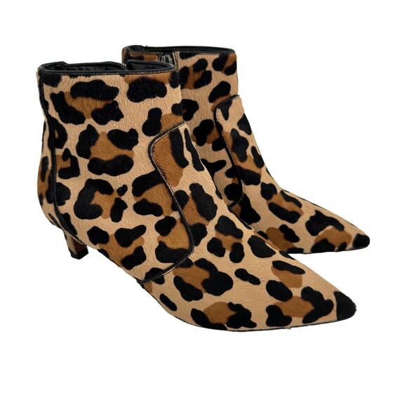 AQUATALIA Marilisa Leopard‎ Weatherproof Genuine Calf Hair Heel Bootie Size 6 - Picture 2 of 9